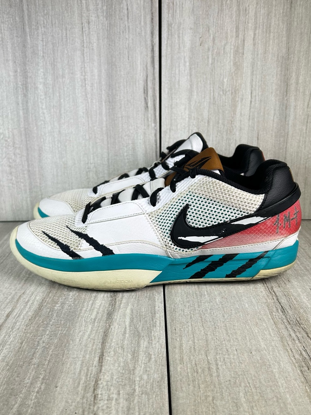 Nike Ja 1 Reverse Scratch White Turbo Green Basketball Sneaker Shoe Mens Size 13